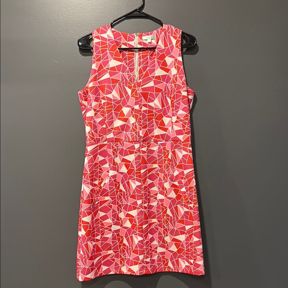 Geometric Pink Sleeveless Dress